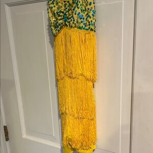 Yellow Fringe Dress with Sequin Detail